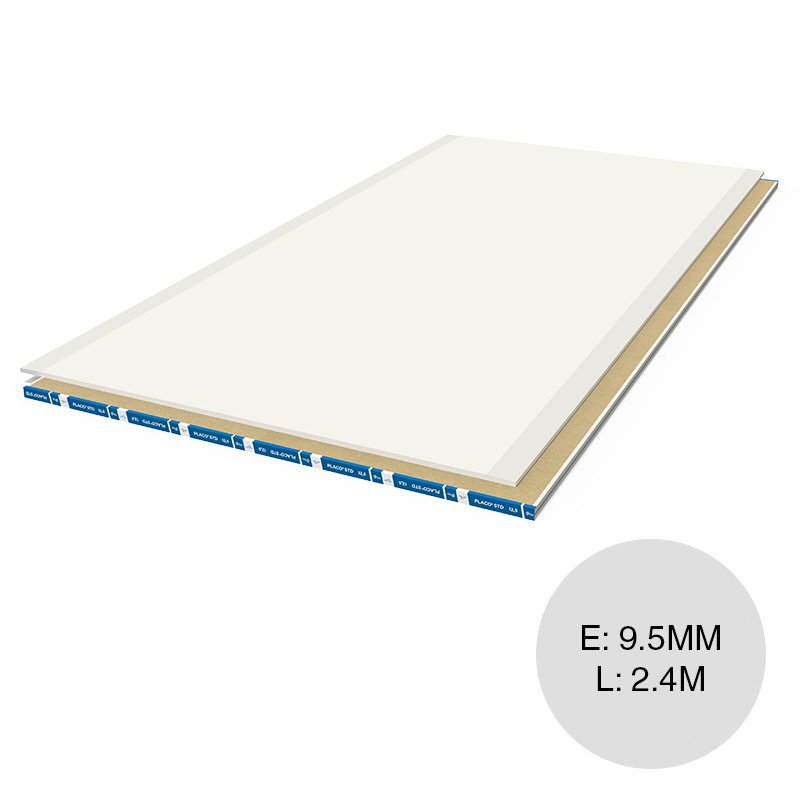 Placa yeso construccion seco estandar interior Placo STD 9.5mm x 1.2m x 2.4m