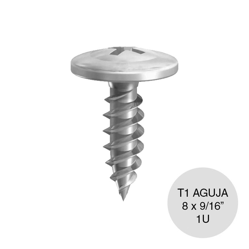 Tornillo autoperforante T1 punta aguja 8 x 9/16"