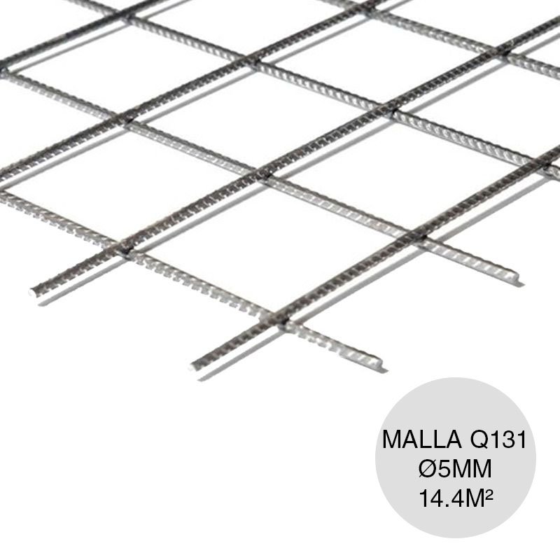 Malla acero Q131 maxi ø 5mm armadura resistente separacion 150mm x 150mm medidas 2.40m x 6m x 14.4m²