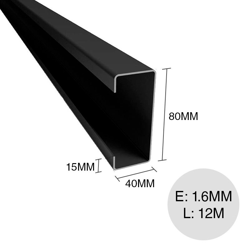 Perfil C acero laminado en caliente pestaña 15mm estructuras metalicas 80mm x 40mm x 12m x 1.6mm
